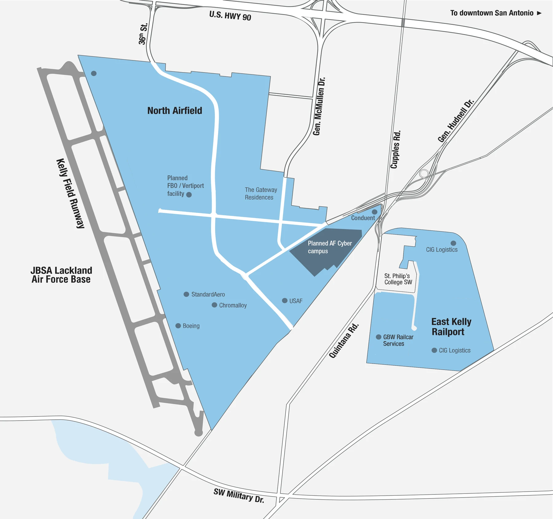 Port San Antonio property map showing available spaces
